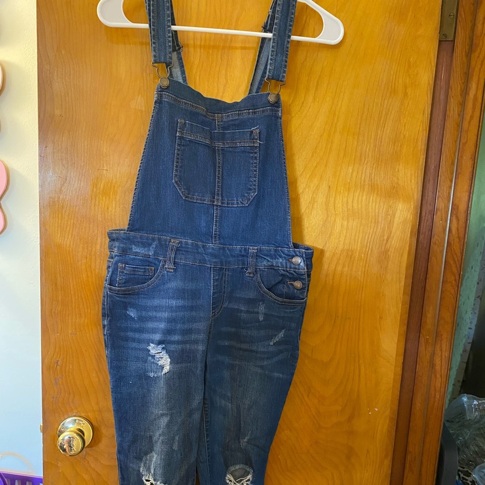 Distressed overalls